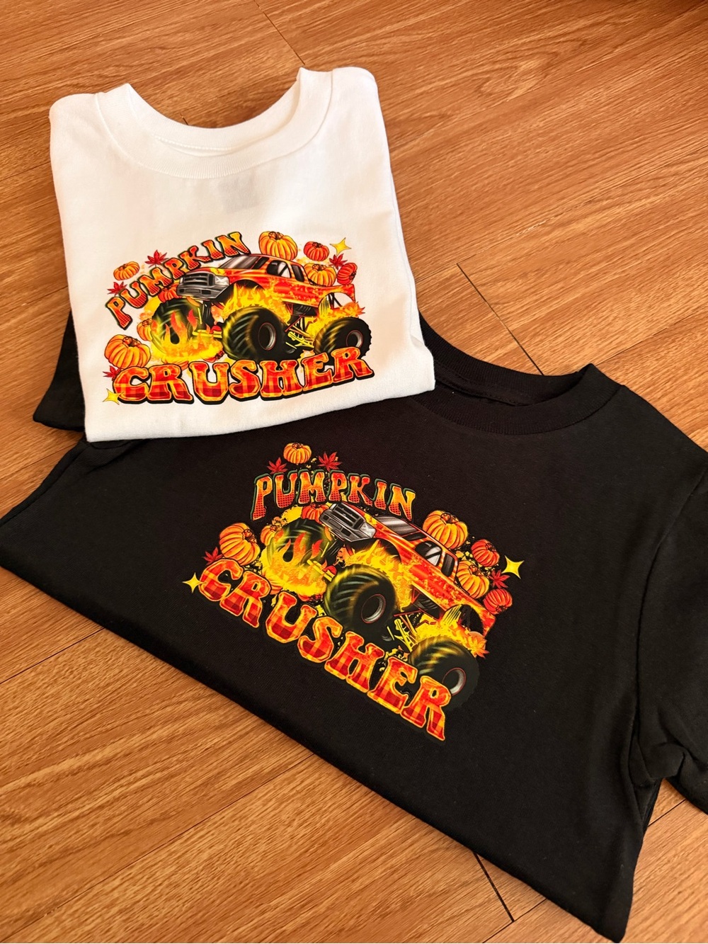 Pumpkin Crusher Graphic Toddler Halloween Tee - Available in Black or White
